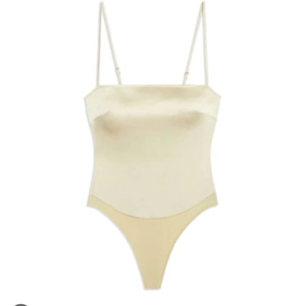 WeWoreWhat Cream/Tan Bodysuit Sz M